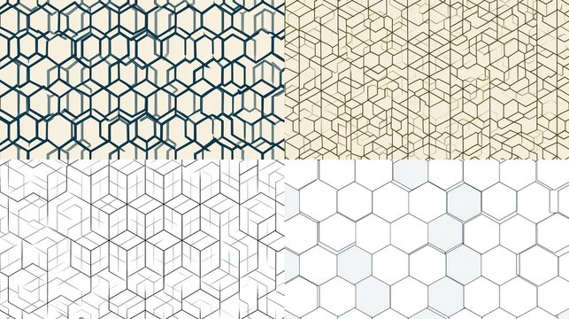 Seamless geometric hexagon tessellation patterns