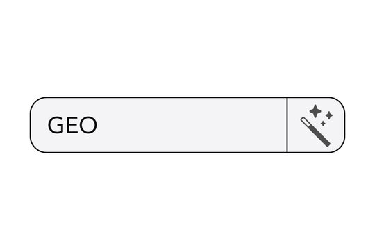 GEO or generative engine optimization concept of a prompt input box with AI to enhance a websites visibility in search or LLMs vector