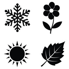 Fototapeta premium Vector floral set with flowers leaves and decorative elements
