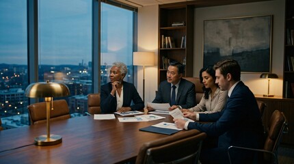Fototapeta premium three men sitting at a table