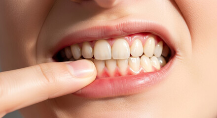 Obraz premium Close-up of a Womans Mouth Showcasing Healthy Teeth and Gums, with a Focus on Dental Care Perfect For A Beauty And Fashion Concept
