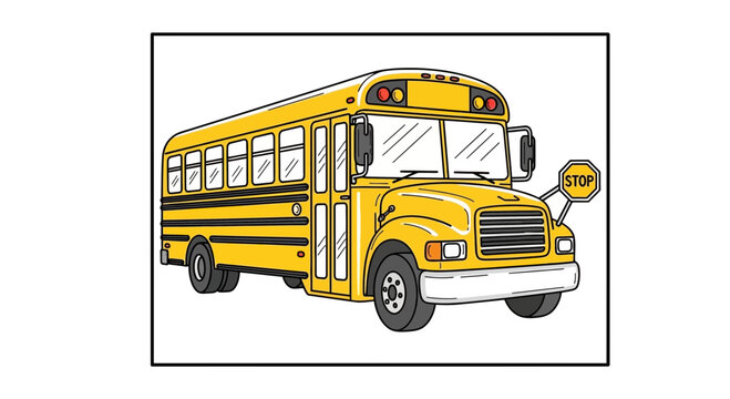 Vibrant yellow school bus illustration showcasing its classic design for educational transport needs