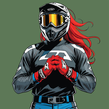 vector image of a female motocross racer