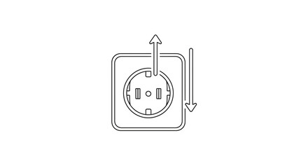 Obraz premium Dynamic power socket plug insertion and removal process line art illustration for energy transfer