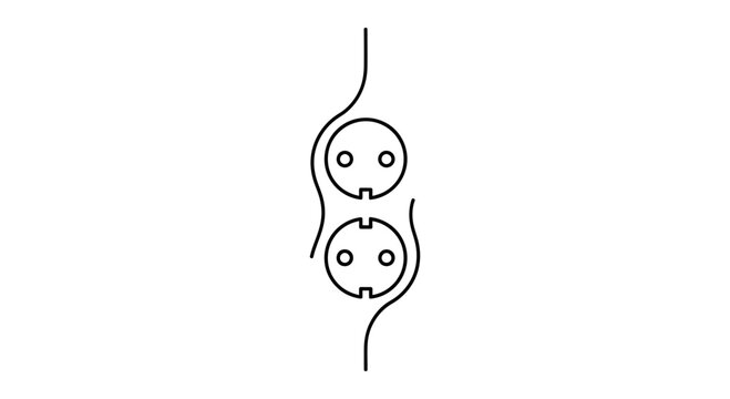 Minimalist black and white line art illustration of two electrical outlets signifying power