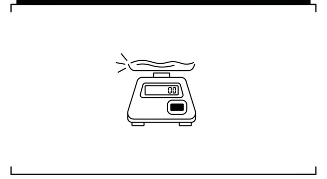 Line art depiction of a sleek electronic scale displaying zero for precise kitchen measurement