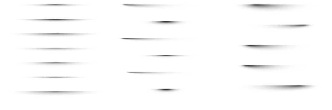 Set of realistic horizontal drop shadows for minimalist UI card design and web page dividers