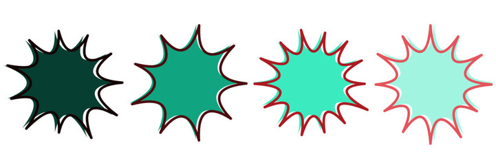 Set of green retro pop art explosion bubbles for sustainable business advertising and eco-conscious design © SimpleDesignStudio