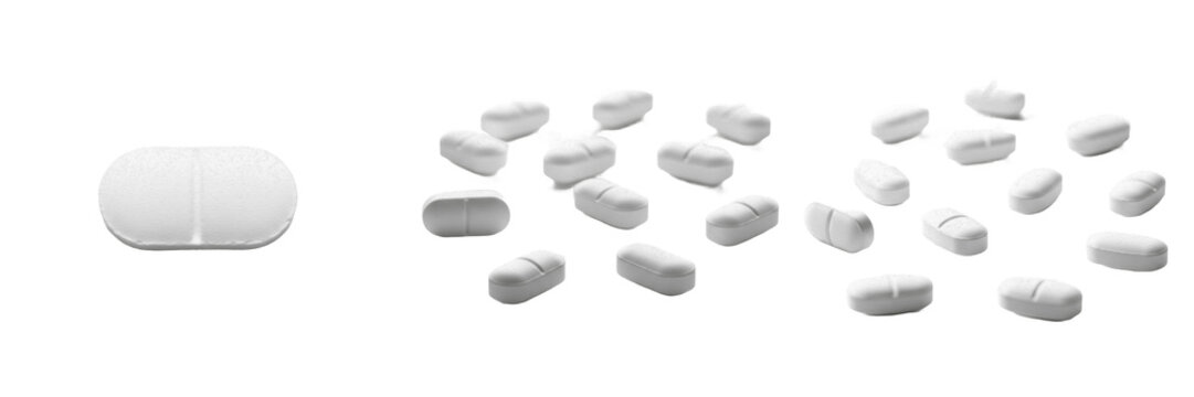 Azithromycin tablets macrolide antibiotic antibacterial medication isolated on white background infection treatment oral tablets pharma drug for respiratory bacterial infections