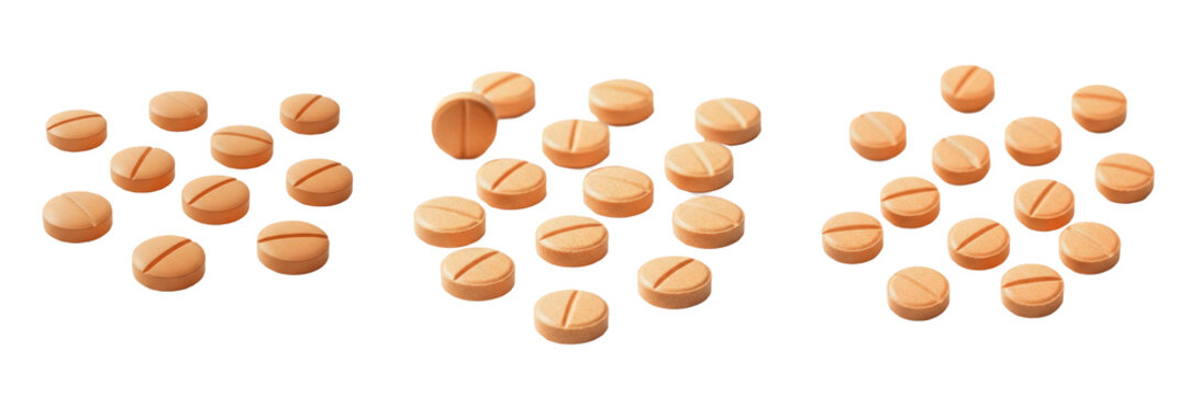 Warfarin tablets anticoagulant vitamin K antagonist blood thinner isolated on white background oral tablets pharma drug for clot prevention deep vein thrombosis and stroke therapy