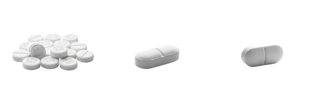 Allopurinol tablets xanthine oxidase inhibitor medication isolated on white background oral tablets pharma drug for gout hyperuricemia and uric acid lowering therapy