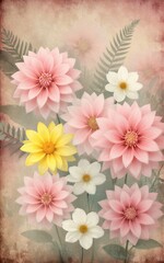 Fototapeta premium Soft pink and white daisies with a vibrant yellow center bloom