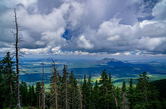 A summer monsoon rain storm from the San Francisco Mountains near Flagstaff Arizona
