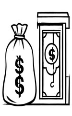 Fototapeta premium Money bag and banknote in a frame symbolizing wealth storage.