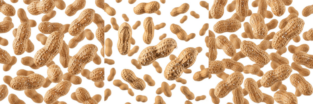 Salted Peanuts Flying Arachis hypogaea Man&iacute; Salado Cacahu&egrave;tes Sal&eacute;es Gesalzene Erdn&uuml;sse SEO Salty Snack Motion Explosion Background Screen Cover Tasty Party Food Protein Rich Legume Nut Texture