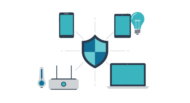 Cyber security protection for devices. Vector Illustrations. EPS Editable