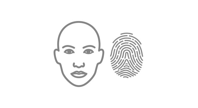Face and Fingerprint Identification System. Vector Illustrations. EPS Editable