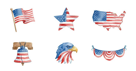American flag watercolor set © Dwi