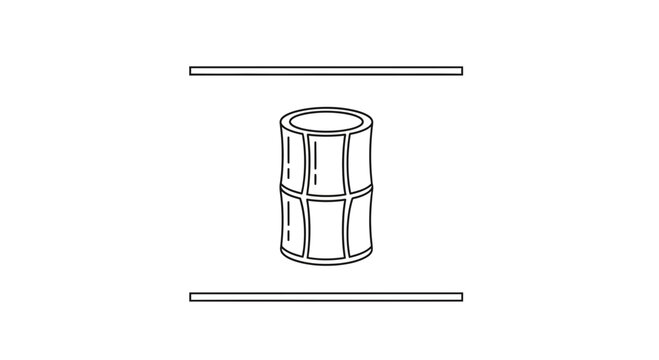 Abstract cylindrical object with grid pattern between two parallel lines