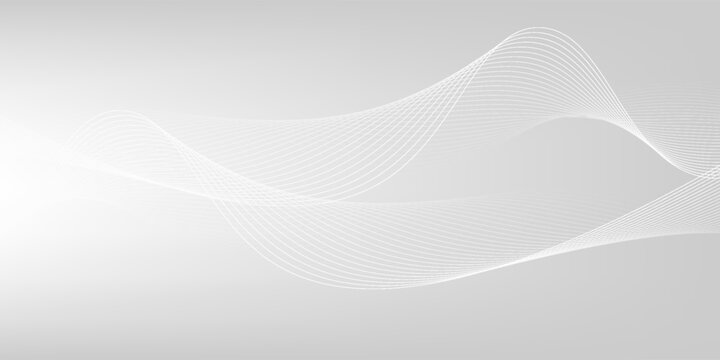 White and gray abstract backround with flowing lines pattern, vector illustration.