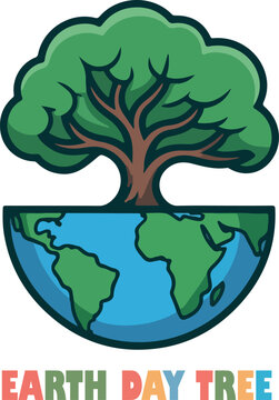 earth day tree eco world clipar logo icon vector white background .
