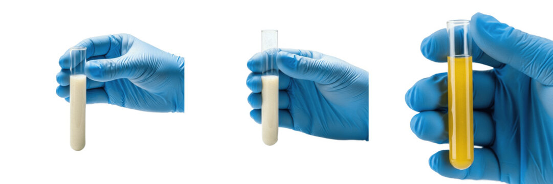 Breast Milk Sample in Test Tube held by hand, Lac Humanum, Lactation Research, Nutritional Analysis, Clinical Lab Diagnostic, Medical Science, Healthcare Photography.