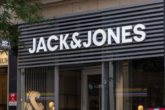 Montreal, Canada - August 2, 2025: Jack and Jones store signage