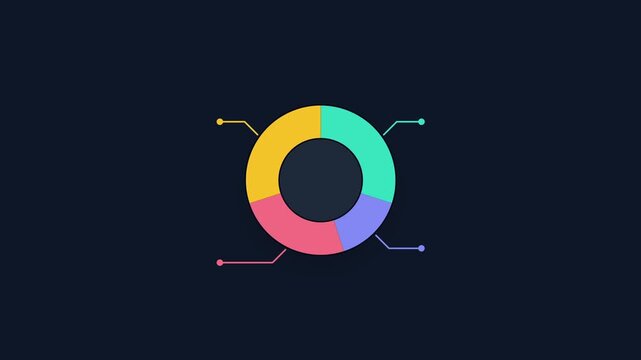 Animated Donut Chart with Colorful Segments and Lines