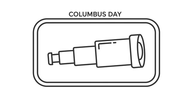 Line art illustration depicting a classic spyglass, symbolizing historic maritime exploration for