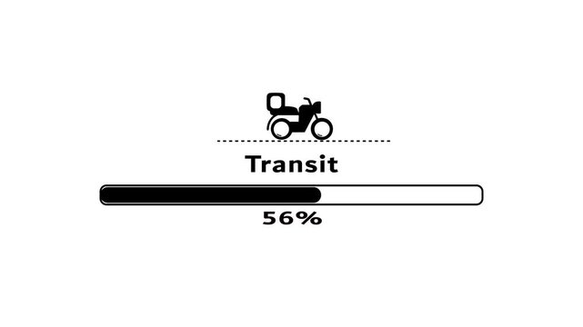 Transit progress bar with scooter icon.
