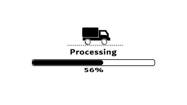 Delivery truck processing loading bar animation.