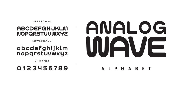 Analog wave unique wavy display font for music festival poster and liquid motion design alphabet