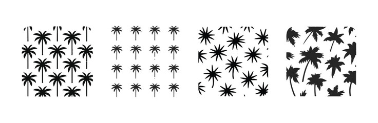 Palm tree seamless pattern set black color vector illustration hawaii summer holiday motif © MdJahid