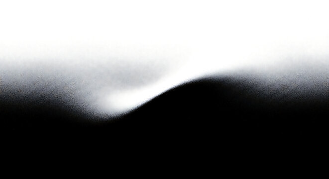Abstract black and white gradient with grainy texture, atmospheric background representing fog, smoke or subtle landscape