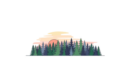 Illustration of a pine tree forest. © Ferry