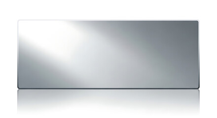 Fototapeta premium Rectangular metallic silver plate with reflections on white background for product display or blank template design with metallic rectangle