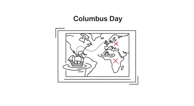 Minimalist historical maritime voyage illustration depicting ancient transatlantic exploration route