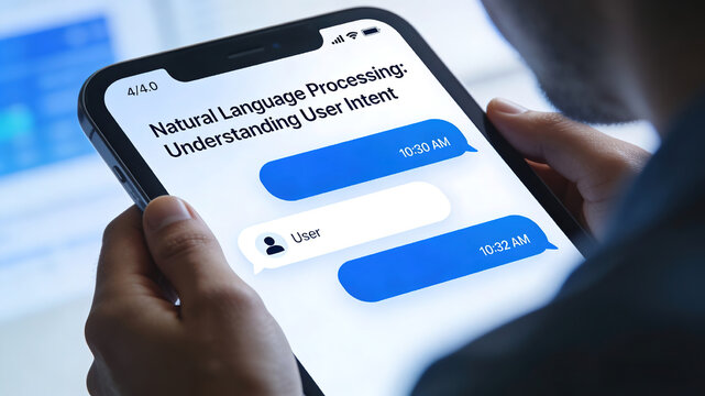 AI chatbot interface showing conversation with human user and natural language processing