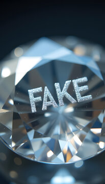 Fake diamond symbolizing deception, fraud, and imitation luxury