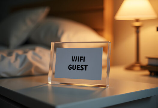 Guest wifi sign bringing internet connectivity to hotel room