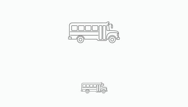 School Bus Icon Outline Vector Illustration, Simple Transportation Symbol