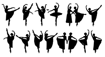 Ballet Dancers Silhouettes: Elegant Poses and Graceful Movements Collection © Pa