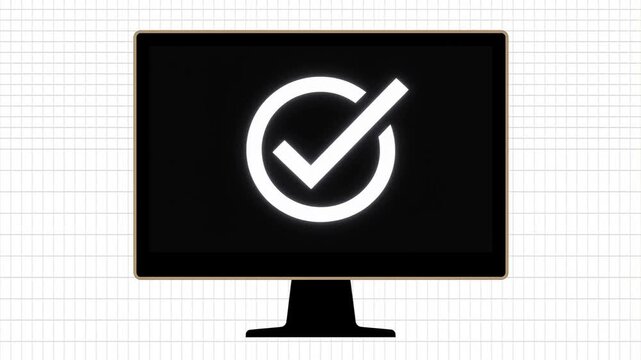 Desktop checkmark on grid for secure identity authentication.