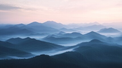 Obraz premium peaceful mountainous landscape at dawn. generative ai