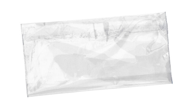 Wrinkled plastic bag and package texture, isolated on transparent background