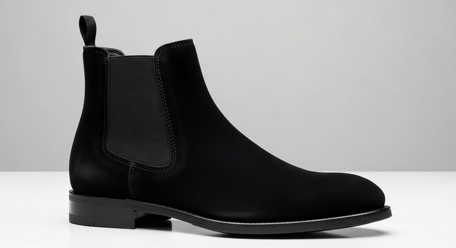 Elegant Black Suede Chelsea Boots for Men.