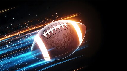 A brown leather American football ball with white laces on a black background designed as a sports icon vector illustration for a rugby league competition