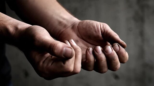 Hands Palm Up and Fist Closeup.