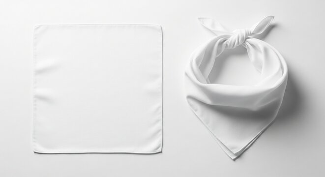 Plain White Bandana Displayed Flat and Tied.