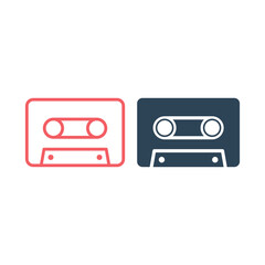 Naklejka premium Cassette tape icons set. Vector illustration.